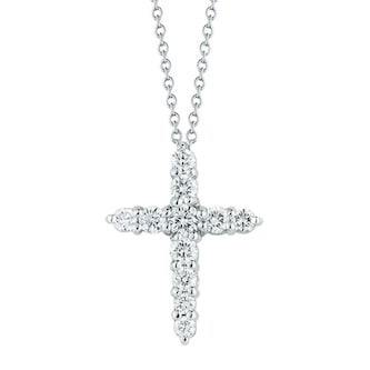 Roberto Coin 18K White Gold Tiny Treasures Diamond Tapered Cross Necklace Roberto Coin 18K White Gold Tiny Treasures Diamond Tapered Cross Necklace