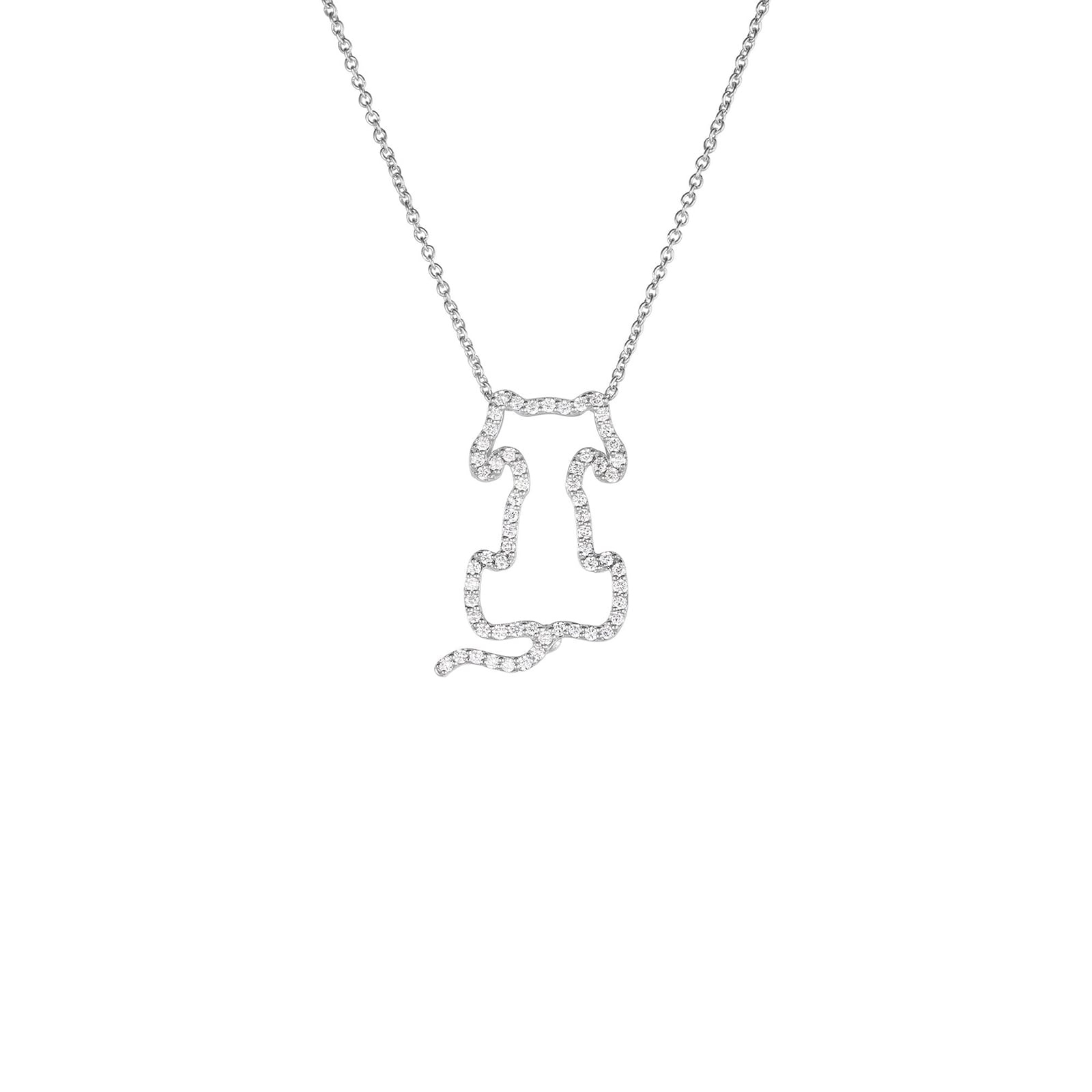 Roberto Coin 18K White Gold Tiny Treasures Diamond Outlined Dog Necklace