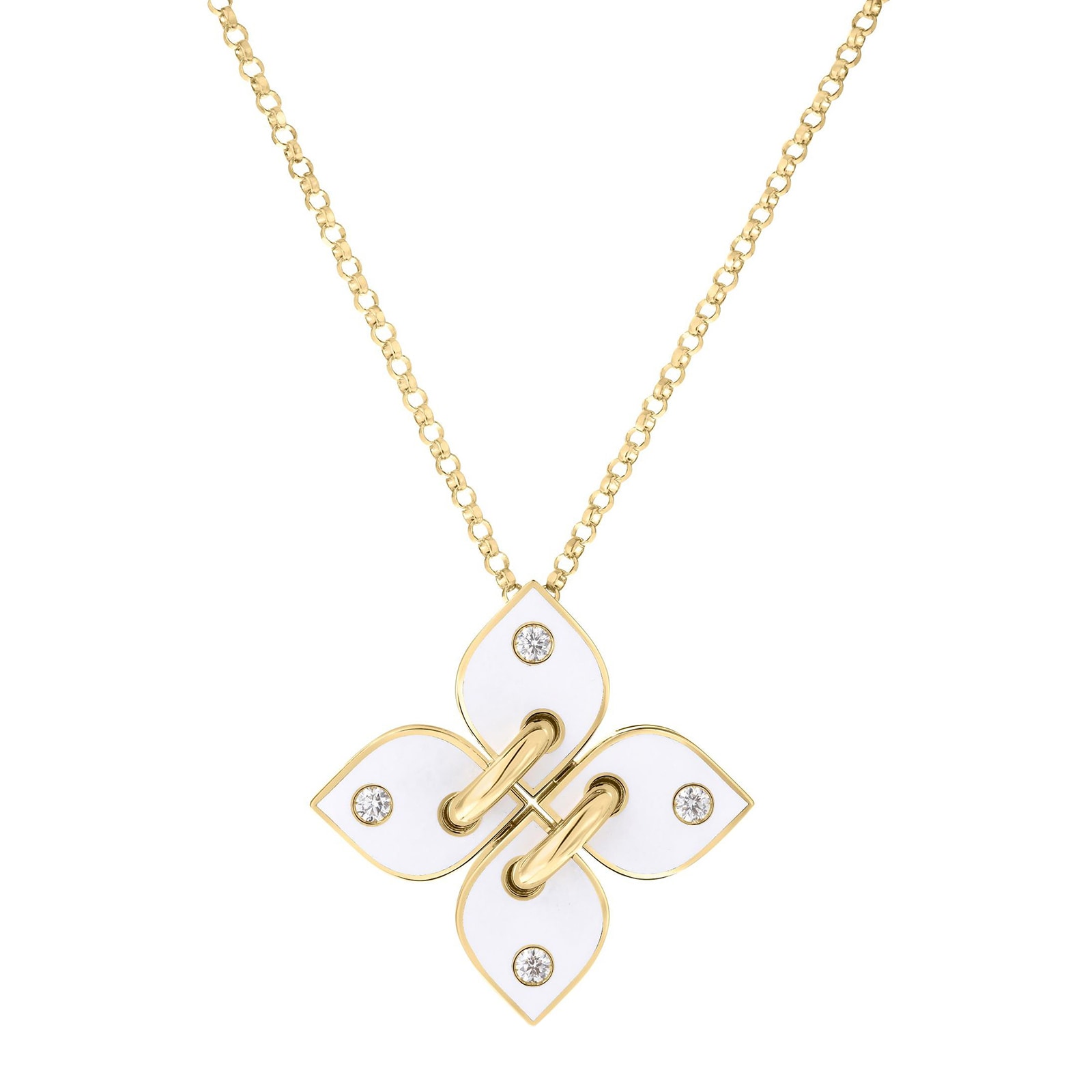 Roberto Coin 18K Yellow Gold Venetian Princess Diamond & White Enamel Pendant Necklace