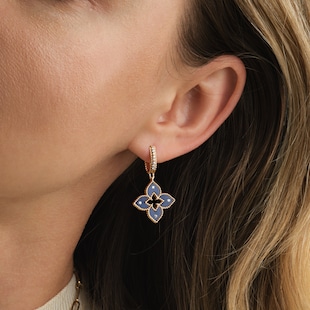 Roberto Coin Venetian Princess 18ct Rose Gold Blue Titanium and Diamond Hoop Earrings