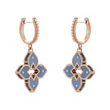 Roberto Coin Venetian Princess 18ct Rose Gold Blue Titanium and Diamond Hoop Earrings