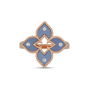 Roberto Coin Venetian Princess 18ct Rose Gold Blue Titanium and Diamond Ring