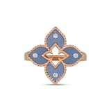 Roberto Coin Venetian Princess 18ct Rose Gold Blue Titanium and Diamond Ring