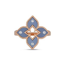 37523663 - Venetian Princess 18ct Rose Gold Blue Titanium and Diamond Ring