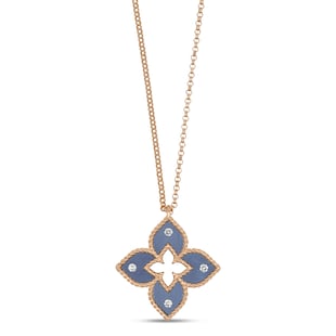 Roberto Coin Venetian Princess 18ct Rose Gold Blue Titanium and Diamond Pendant