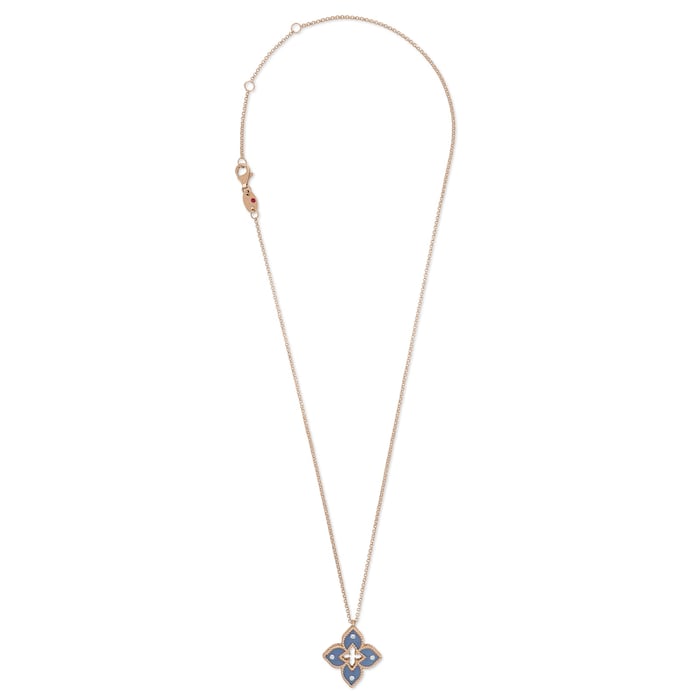 Roberto Coin Venetian Princess 18ct Rose Gold Blue Titanium and Diamond Pendant