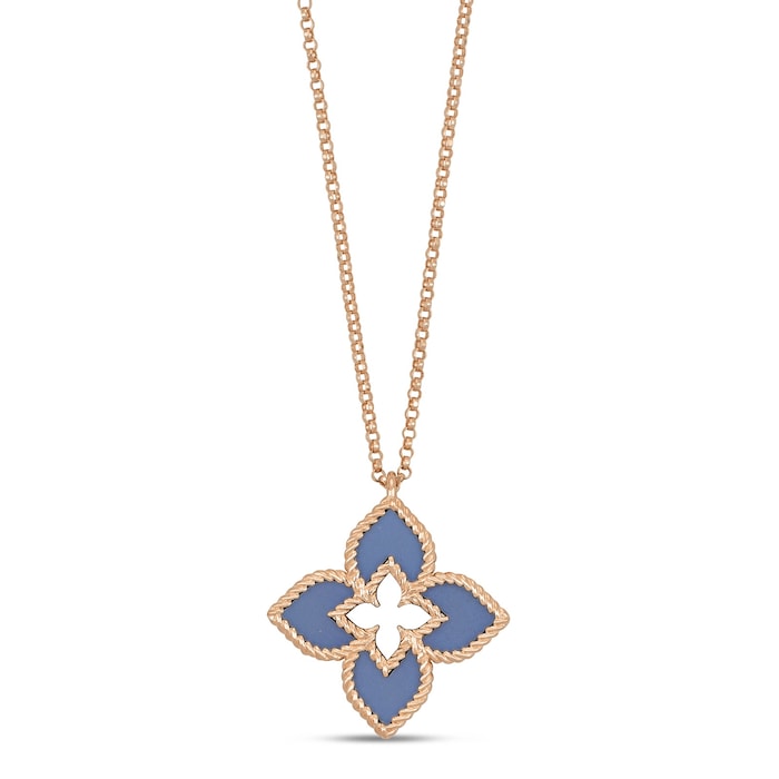 Roberto Coin Venetian Princess 18ct Rose Gold Blue Titanium and Diamond Pendant