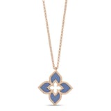 Roberto Coin Venetian Princess 18ct Rose Gold Blue Titanium and Diamond Pendant