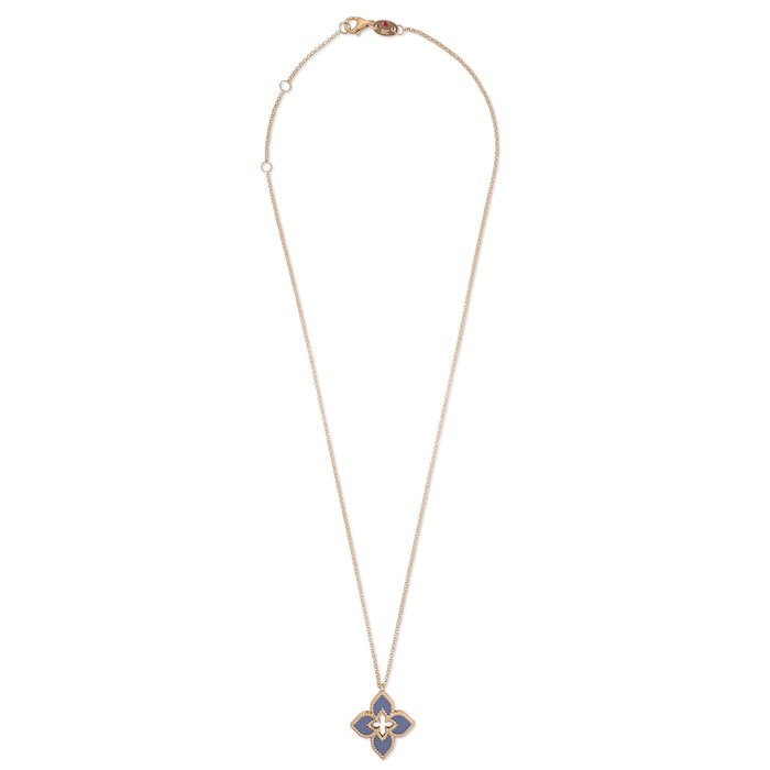 Roberto Coin Venetian Princess 18ct Rose Gold Blue Titanium and Diamond Pendant