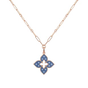 Roberto Coin Venetian Princess 18ct Rose Gold Blue Titanium and Diamond Pendant
