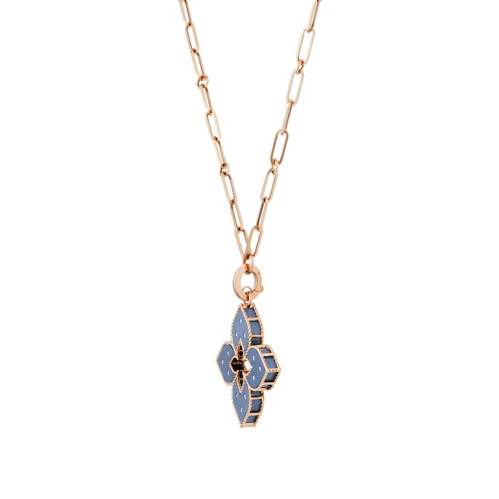 Roberto Coin Venetian Princess 18ct Rose Gold Blue Titanium and Diamond Pendant