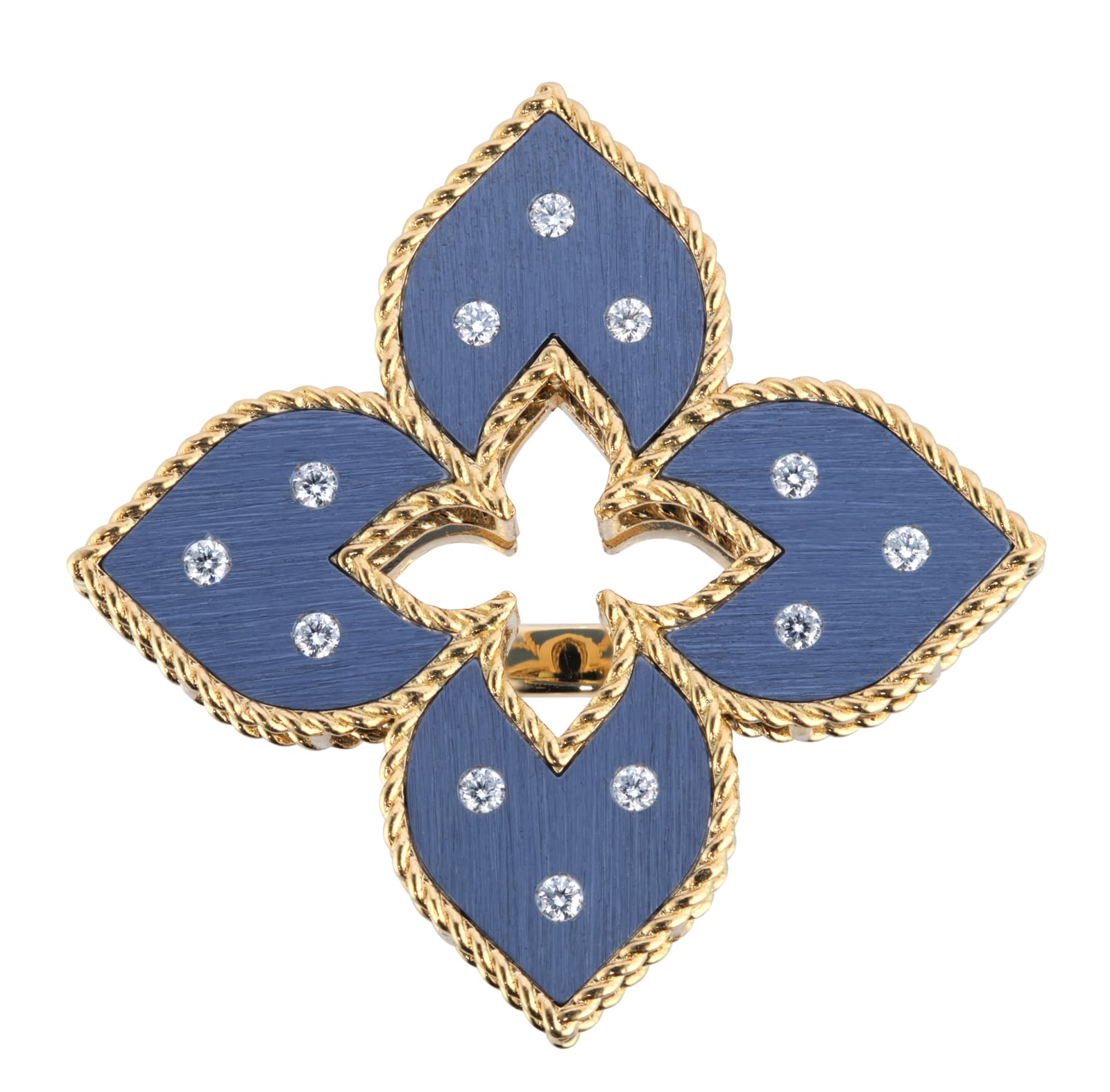 Roberto Coin Venetian Princess 18ct Rose Gold Blue Titanium and Diamond Ring