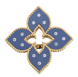 Roberto Coin Venetian Princess 18ct Rose Gold Blue Titanium and Diamond Ring