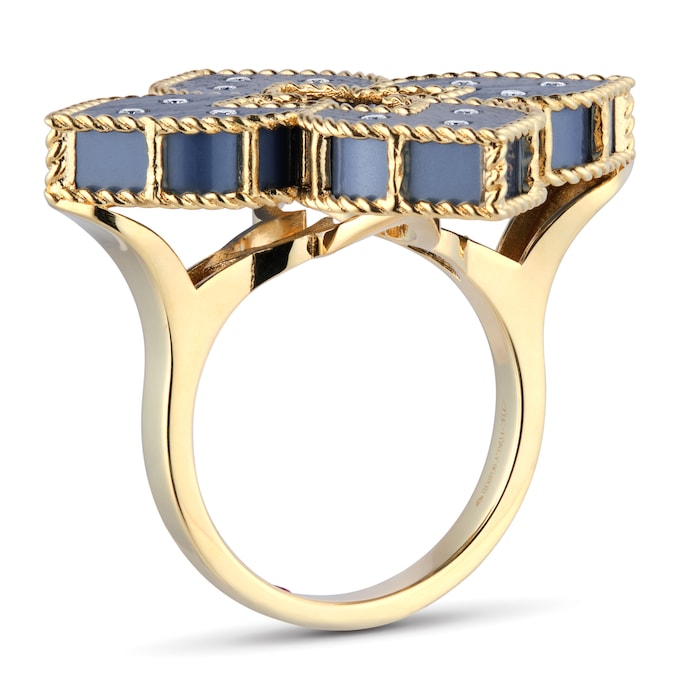 Roberto Coin Venetian Princess 18ct Rose Gold Blue Titanium and Diamond Ring