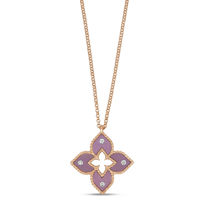 Roberto Coin Venetian Princess 18ct Rose Gold Pink Titanium and Diamond Pendant