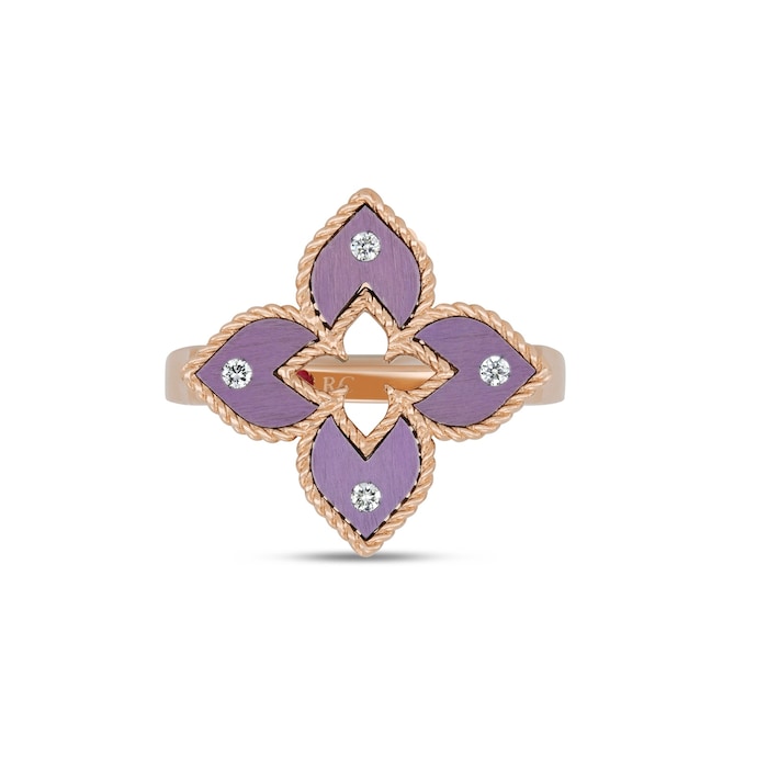 Roberto Coin Venetian Princess 18ct Rose Gold Pink Titanium and Diamond Ring