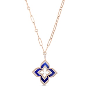 Roberto Coin Venetian Princess 18ct Rose Gold Lapis and Diamond Pendant