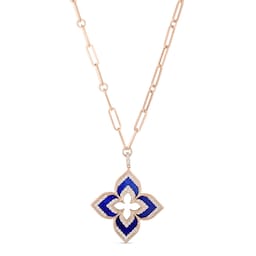 37523672 - Venetian Princess 18ct Rose Gold Lapis and Diamond Pendant