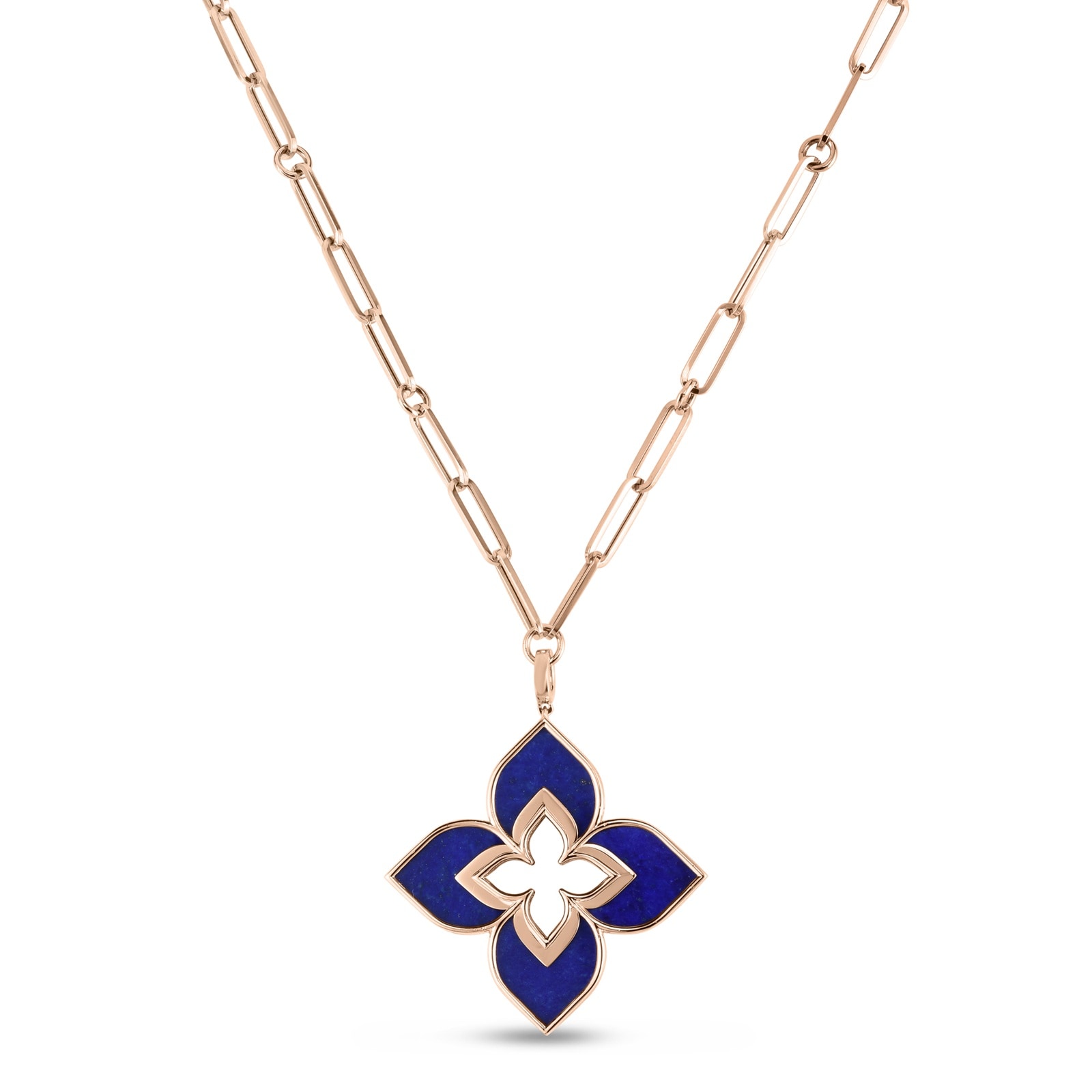 Roberto Coin Venetian Princess 18ct Rose Gold Lapis Pendant Necklace Roberto Coin Venetian Princess 18ct Rose Gold Lapis Pendant Necklace