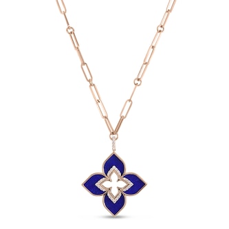 Roberto Coin Venetian Princess 18ct Rose Gold Lapis Pendant Necklace
