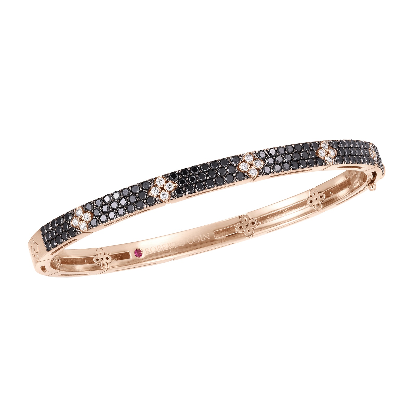 Roberto Coin 18K Rose Gold Love In Verona Black Diamond Petite Bangle