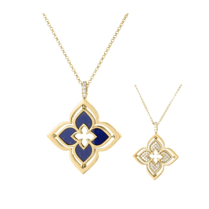 Roberto Coin 18K Yellow Gold Venetian Princess Pirouette Diamond & Lapis Pendant Necklace