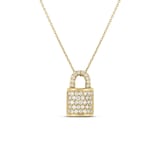 Roberto Coin 18K Yellow Gold Tiny Treasures Pave Diamond Lock Necklace
