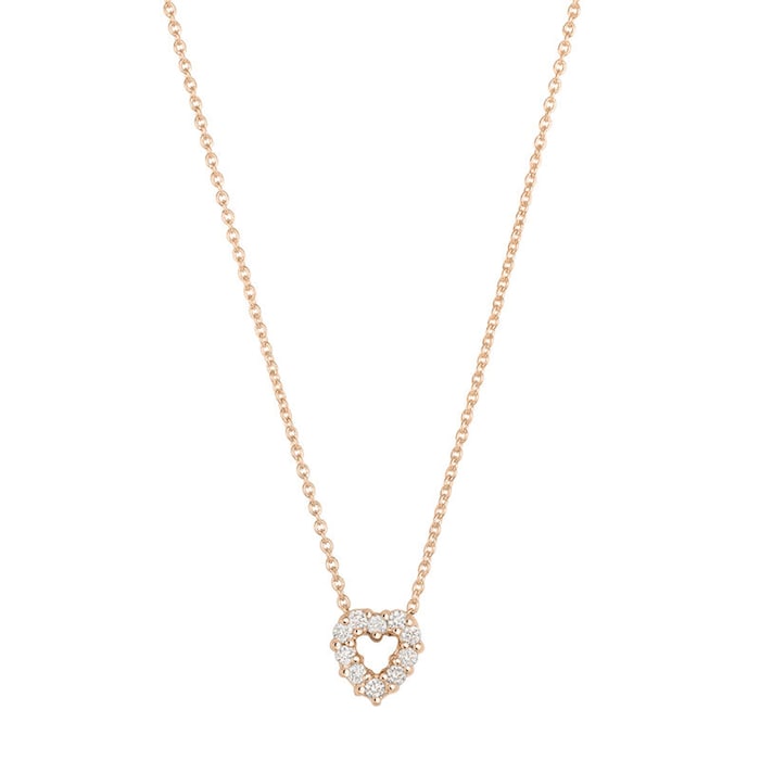Roberto Coin 18K Rose Gold Tiny Treasures Diamond Heart Necklace