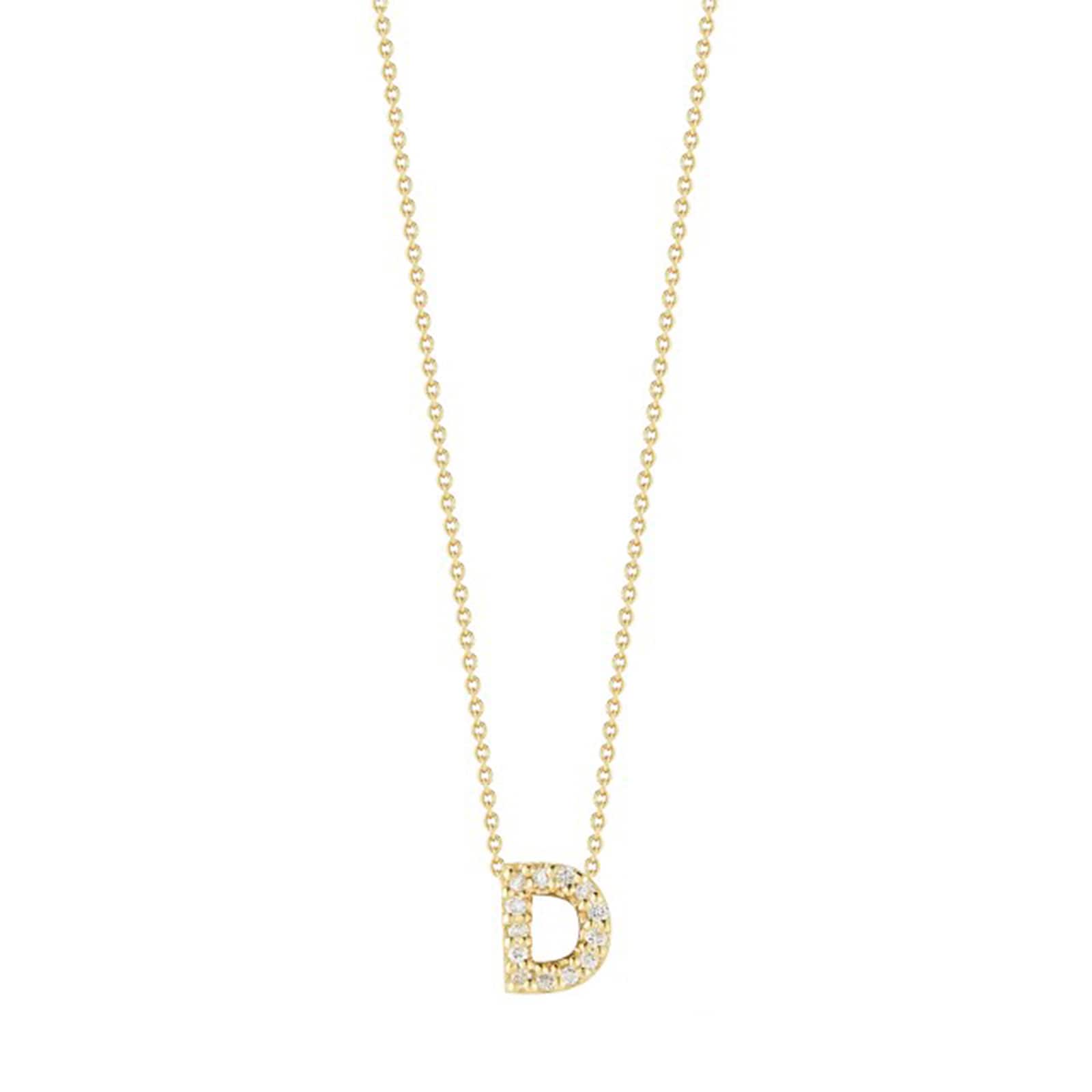 Roberto Coin 18K Yellow Gold Tiny Treasures Diamond Love Letter D Necklace
