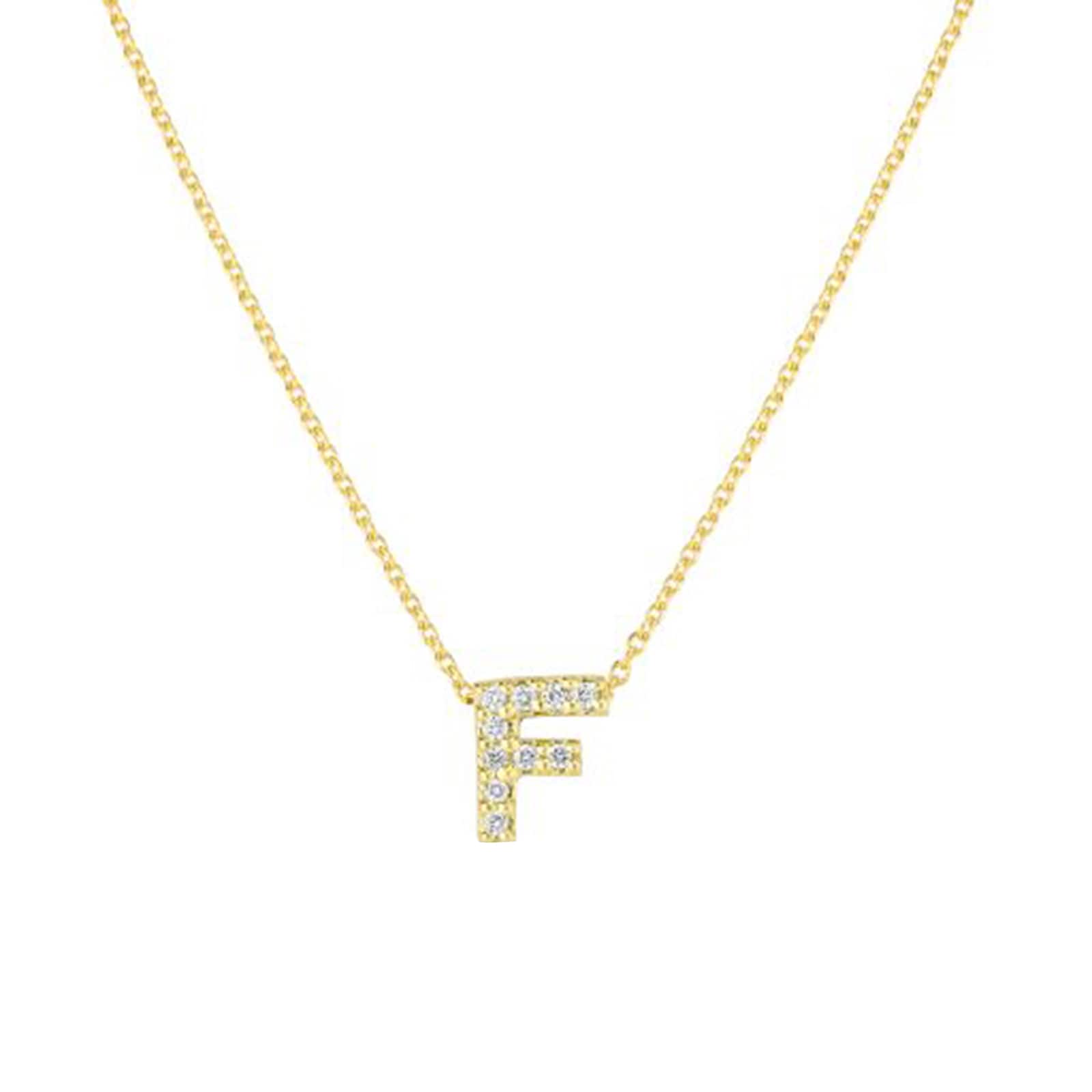 Roberto Coin 18K Yellow Gold Tiny Treasures Diamond Love Letter F Necklace
