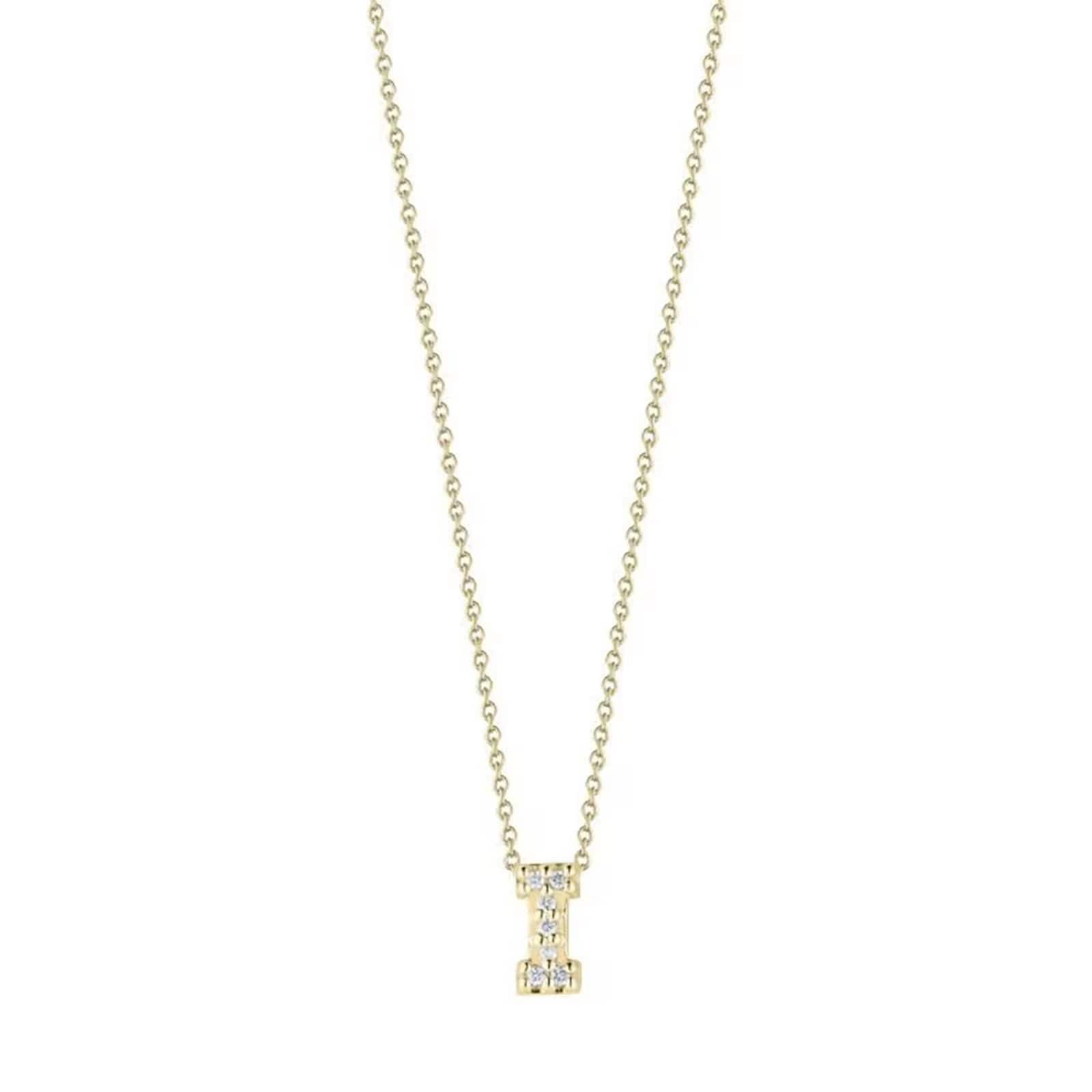 Roberto Coin 18K Yellow Gold Tiny Treasures Diamond Love Letter I Necklace