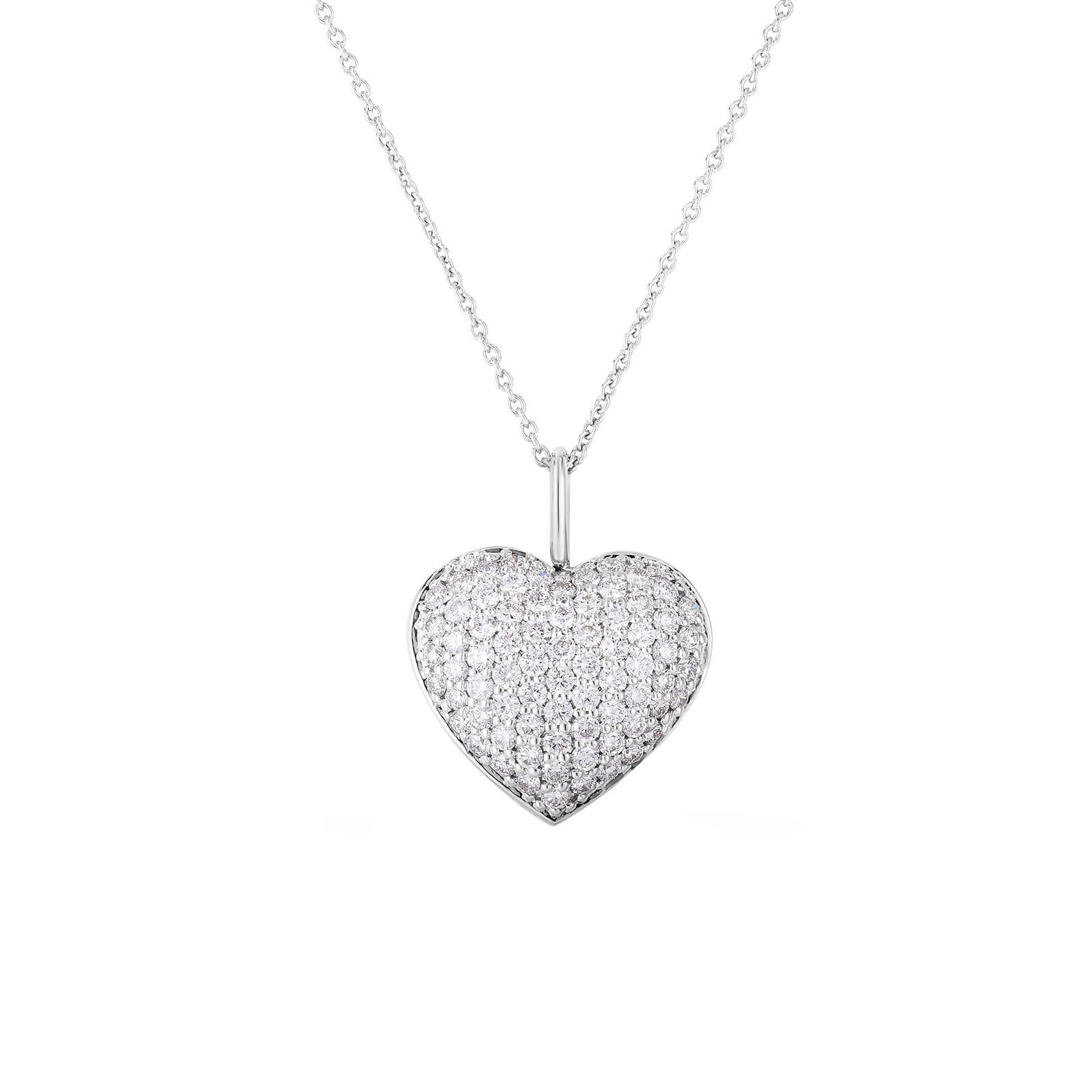 Roberto Coin 18K White Gold Tiny Treasures Diamond Heart Necklace