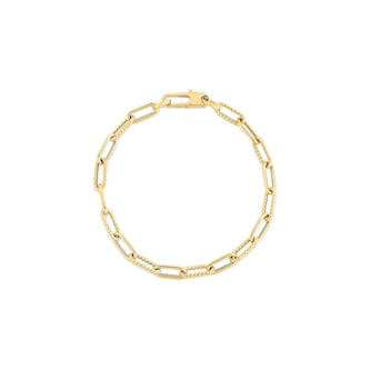 Roberto Coin Designer Gold 18K Yellow Gold Alternating Paperclip Chain Bracelet