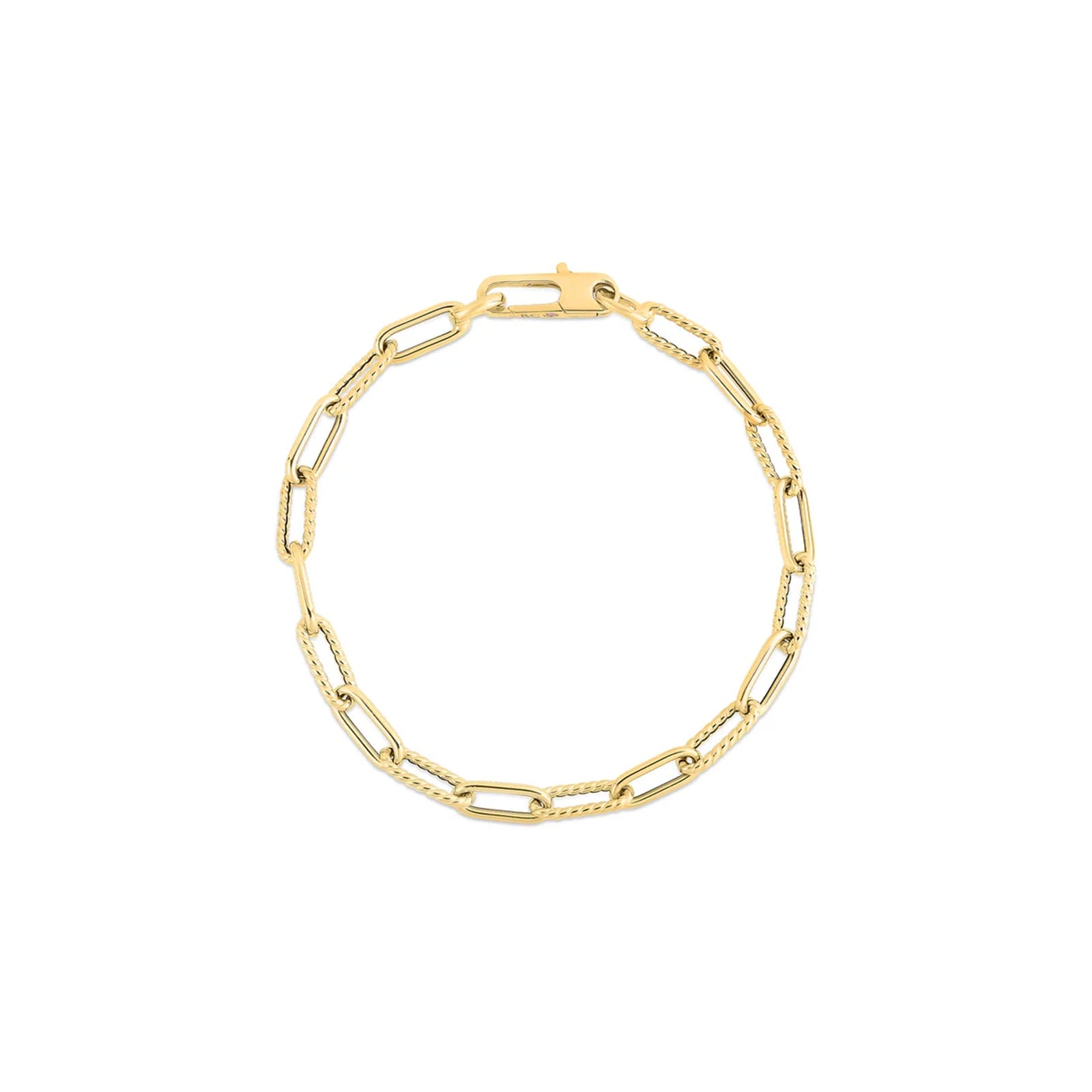 Roberto Coin Designer Gold 18K Yellow Gold Alternating Paperclip Chain Bracelet