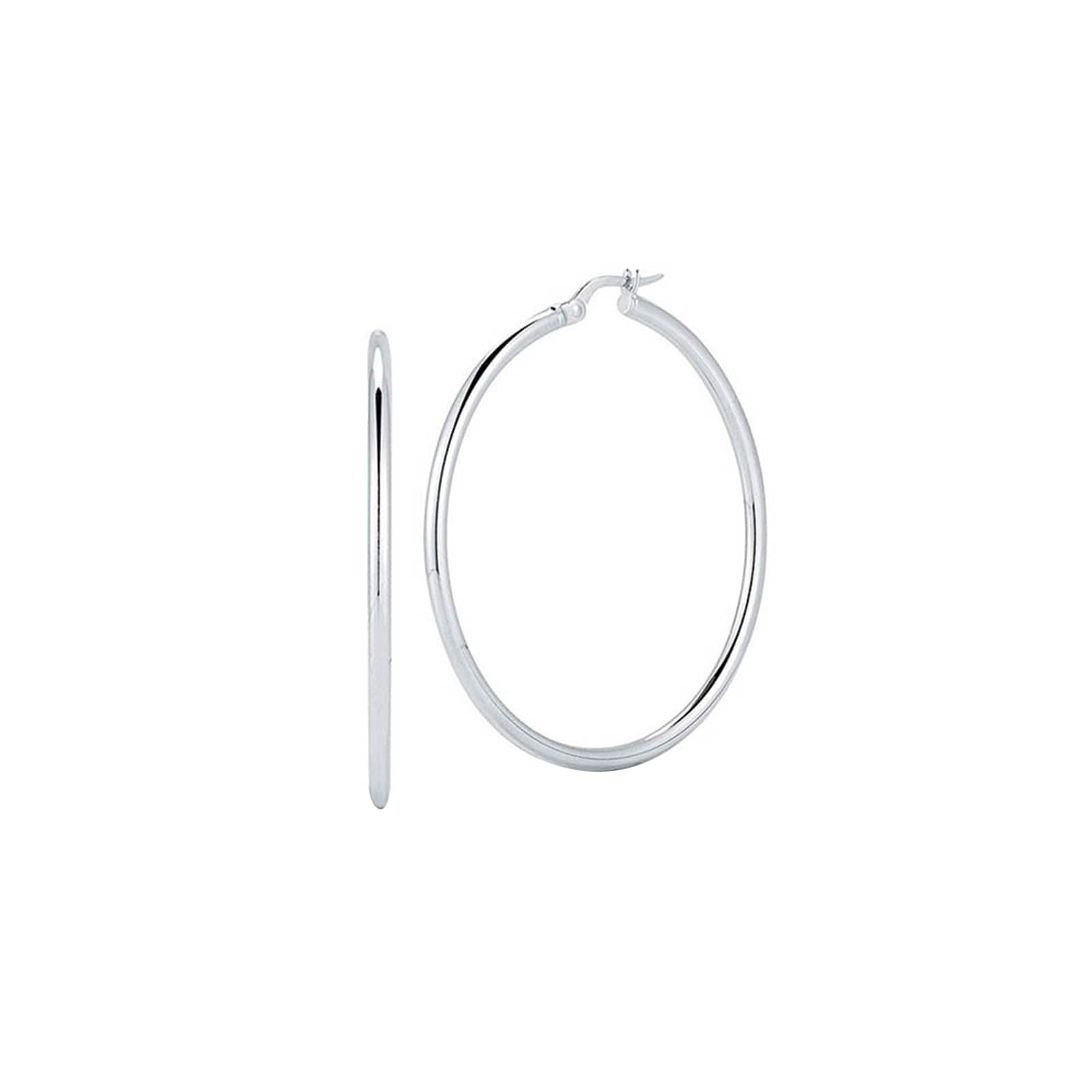Roberto Coin 18K White Gold The Perfect Hoop® Large Hoop Earrings Roberto Coin 18K White Gold The Perfect Hoop® Large Hoop Earrings