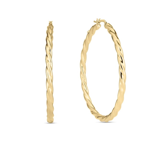 Roberto Coin 18K Yellow Gold Designer Gold Medium Twisted Hoop Earrings