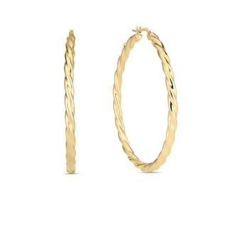 Roberto Coin 18K Yellow Gold Designer Gold Medium Twisted Hoop Earrings