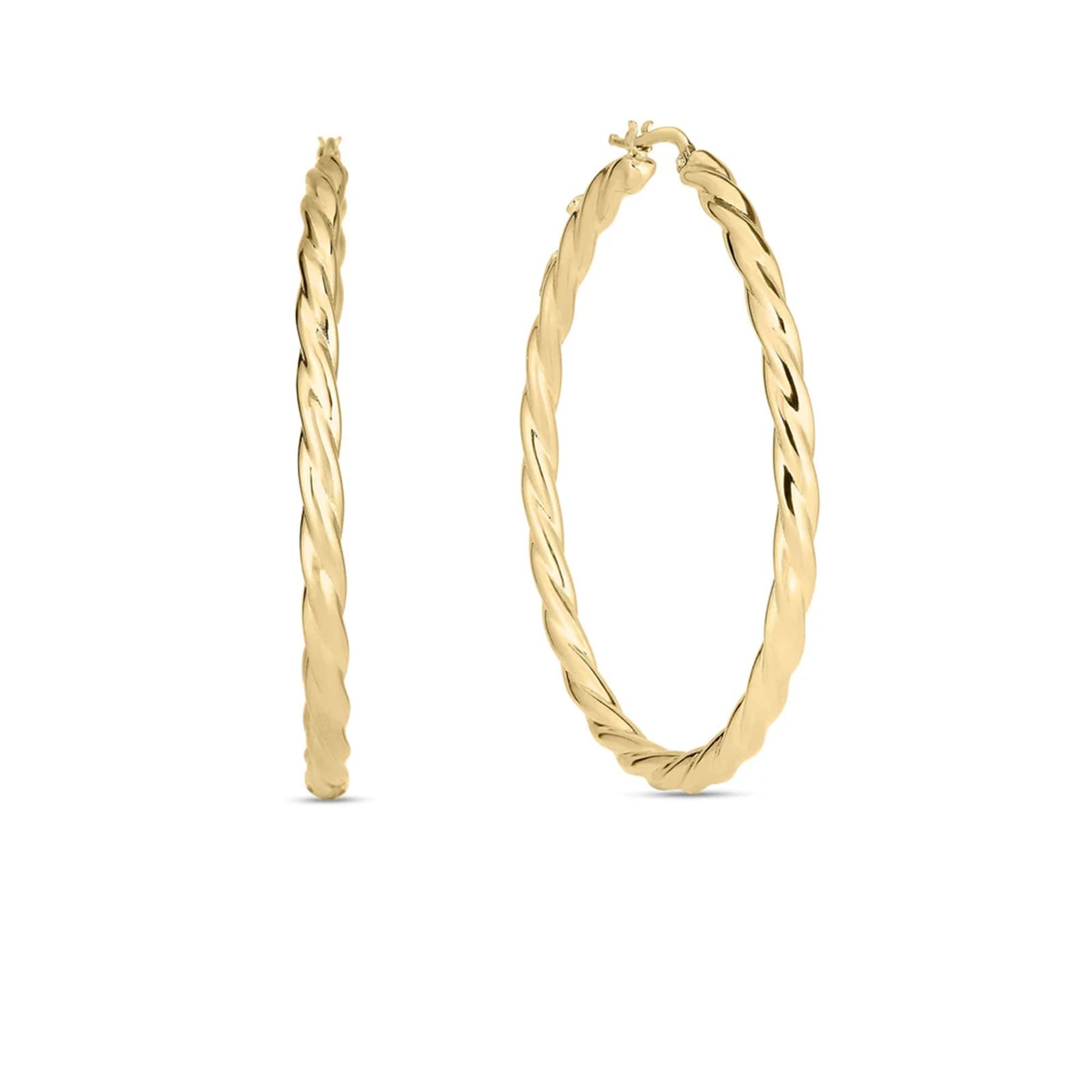 Roberto Coin 18K Yellow Gold Designer Gold Medium Twisted Hoop Earrings