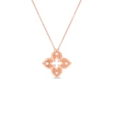 Roberto Coin 18K Rose Gold Venetian Princess Diamond Small Flower Necklace
