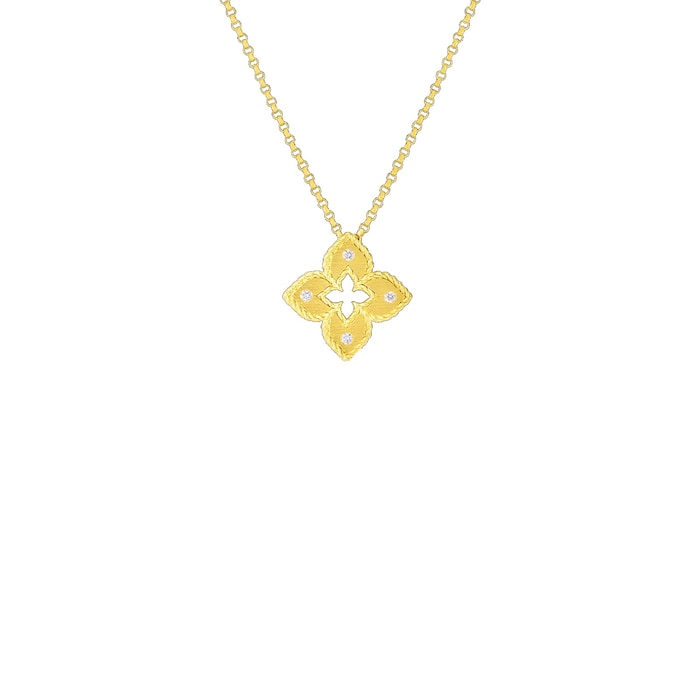 Roberto Coin 18K Yellow Gold Venetian Princess Diamond Small Flower Necklace