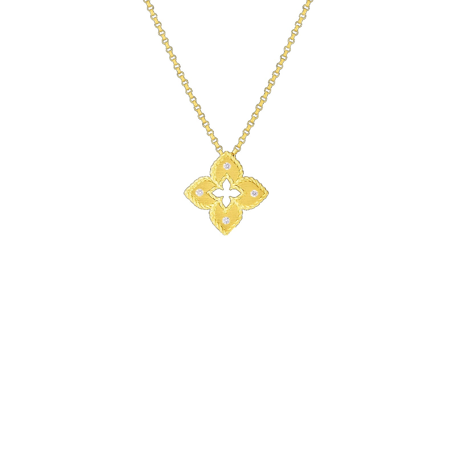 Roberto Coin 18K Yellow Gold Venetian Princess Diamond Small Flower Necklace