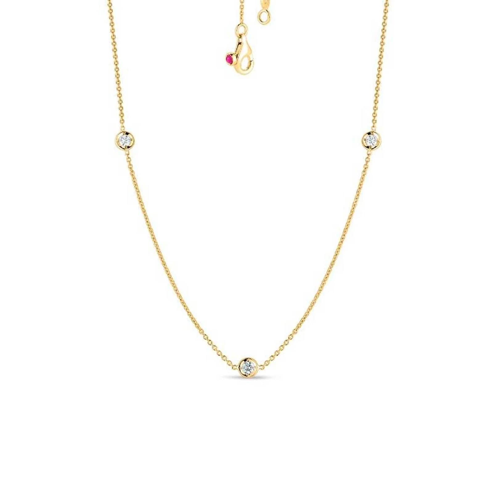Roberto Coin 18K Yellow Gold Diamonds By The Inch 3 Station Necklace