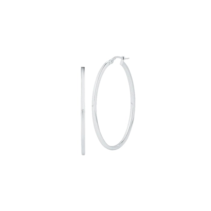 Roberto Coin 18K White Gold The Perfect Hoop® Large Square Edged Oval Hoop Earrings