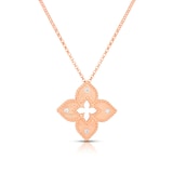 Roberto Coin 18K Rose Gold Venetian Princess Diamond Satin Finish Flower Necklace