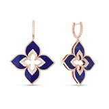 Roberto Coin Venetian Princess 18ct Rose Gold Lapis and Diamond Hoop Earrings