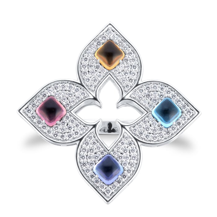 Roberto Coin Venetian Princess 18ct White Gold Diamond & Mixed Gemstone Ring
