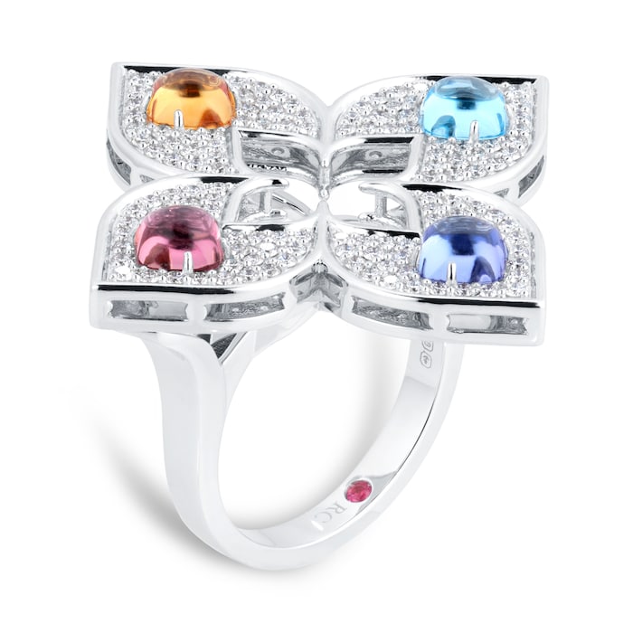 Roberto Coin Venetian Princess 18ct White Gold Diamond & Mixed Gemstone Ring