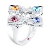 Roberto Coin Venetian Princess 18ct White Gold Diamond & Mixed Gemstone Ring