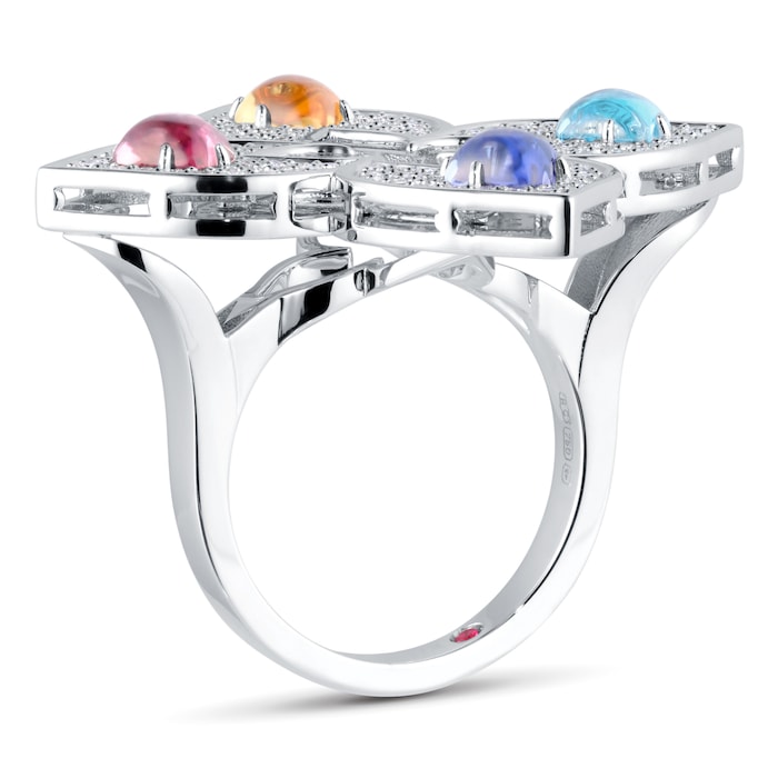 Roberto Coin Venetian Princess 18ct White Gold Diamond & Mixed Gemstone Ring