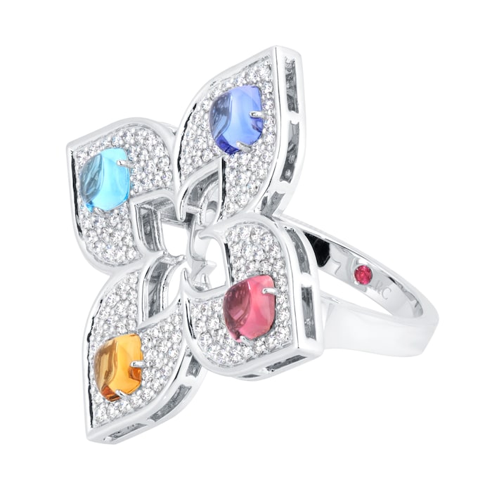 Roberto Coin Venetian Princess 18ct White Gold Diamond & Mixed Gemstone Ring